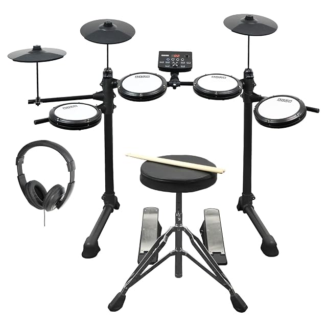 Batería electrónica Axus AXK4 con pads de malla, banqueta y auriculares