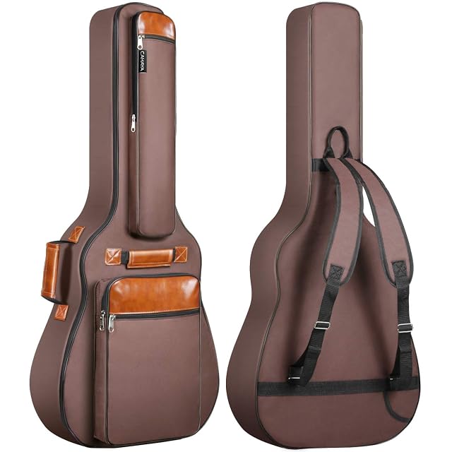 Funda acolchada impermeable CAHAYA de 12 mm para guitarra acústica, marrón