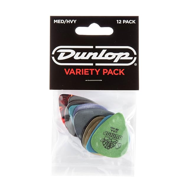 Pack variado de doce púas medias y duras Jim Dunlop