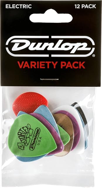 Pack variado de doce púas de guitarra Jim Dunlop de materiales mixtos