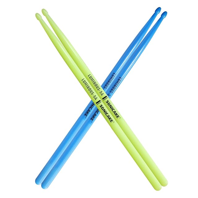 Baquetas SONICAKE 5A en azul y verde, dos pares