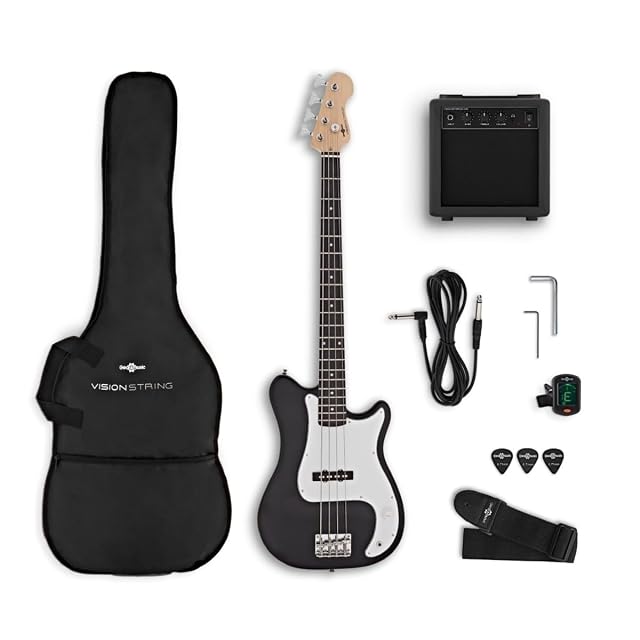 Pack de bajo VISIONSTRING de tamaño completo en negro con amplificador